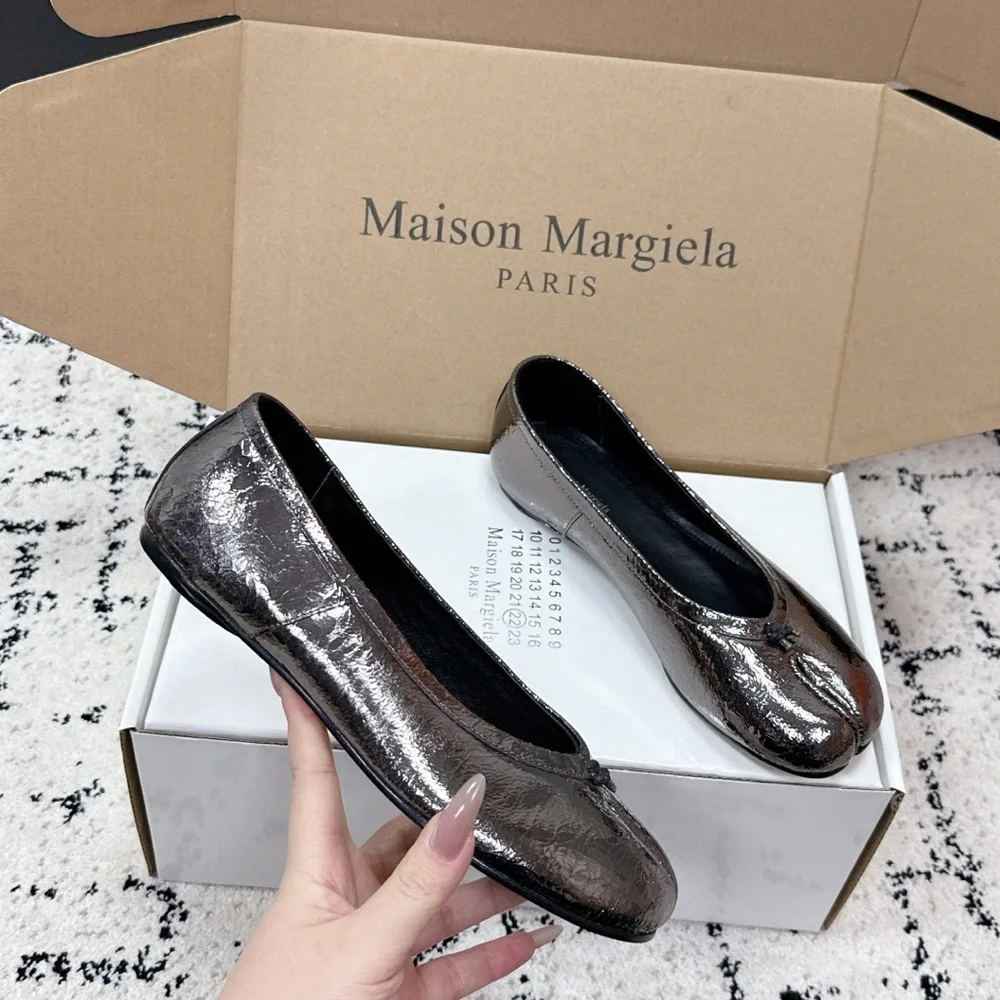 Maison Martin Margiela Metallic Bronze Tabi Leather Flats